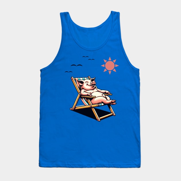 Piggy laying on a beach chair Tank Top by Art_Boys